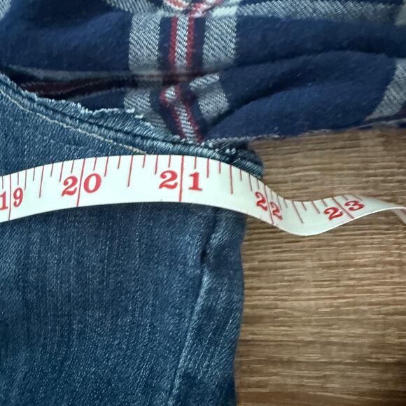 Upcycled Kit From The Kloth Amelia Denim Trucker Jacket w/Flannel Shirt Size XL - Picture 11 of 12